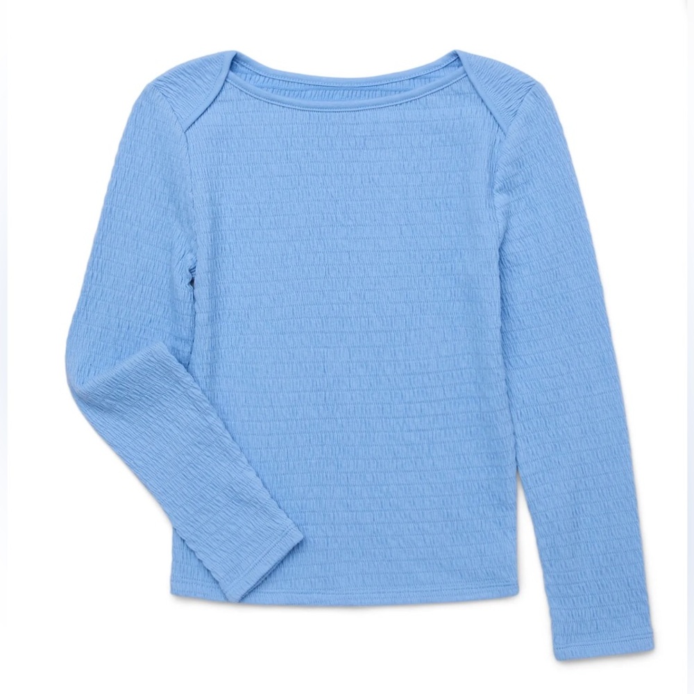 Wonder Nation Girls Long Sleeve Pucker Knit Top